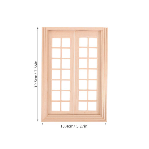 2Pcs 28-Panel Wooden Mini House Doors Hinged Frames DIY Multi-Color 1