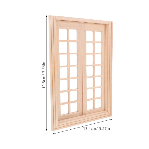 2Pcs 28-Panel Wooden Mini House Doors Hinged Frames DIY Multi-Color 2