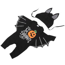 3Sets Infant Toddler Baby Romper Halloween Costume Bat Sleeve with Hat