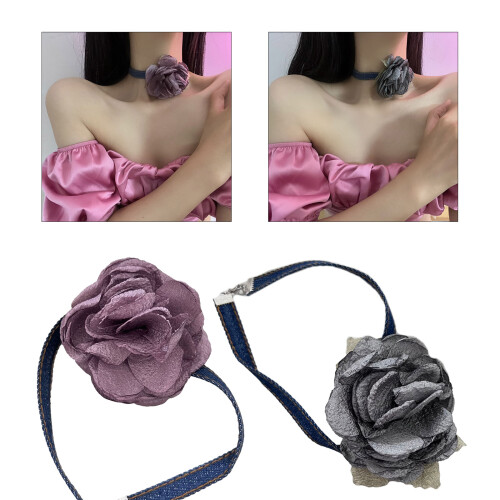 Collier esthétique Simple grande Rose, chaîne de-Violet 2