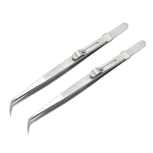 6 Pcs Steel Elbow Tweezers Set Multifunctional Thickened Pointed Tips