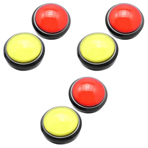 6 Pcs Game Answer Buzzer With Red Yellow Two Foot Switch And Led Light 2
