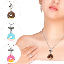 12 Pcs Best Friend Forever Doughnut Shape Necklaces For Girls