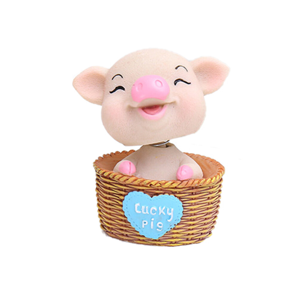 3Pcs Multi Color Resin Pig Car Ornaments Adorable Head Shaking Decor 3593510870036