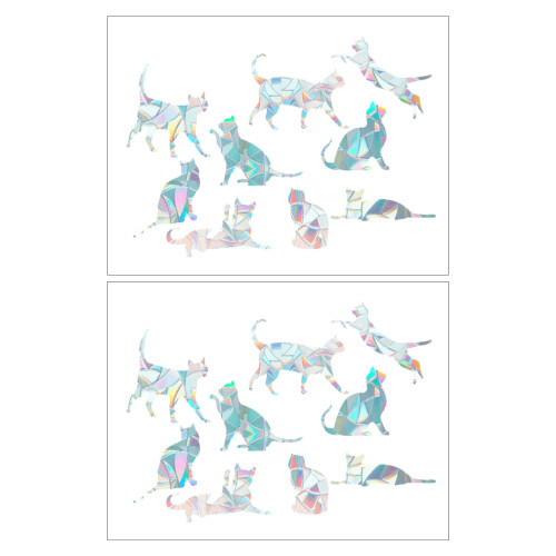 4 Pcs Lovely Cat Shape Rainbow Electrostatic Removable Glass Stickers 1