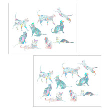 4 Pcs Lovely Cat Shape Rainbow Electrostatic Removable Glass Stickers