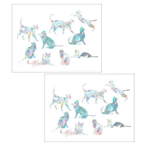 4 Pcs Lovely Cat Shape Rainbow Electrostatic Removable Glass Stickers