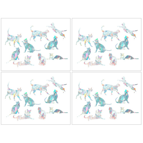 4 Pcs Lovely Cat Shape Rainbow Electrostatic Removable Glass Stickers 2
