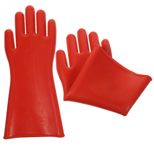 3Pairs Durable Red Rubber Electrical Insulated Gloves for Lineman Work