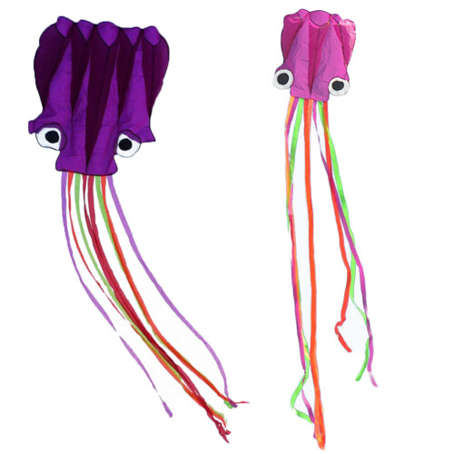 2Pcs Inflatable Octopus Kite for Kids Assorted Colors Lightweight Tail