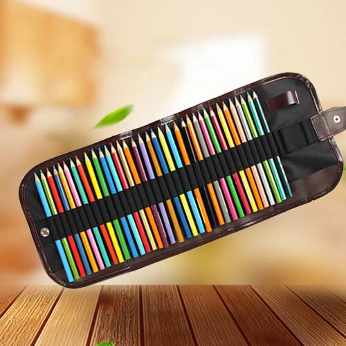 Rollup Pencil Case Canvas Organizer With 36 Slots Black 2