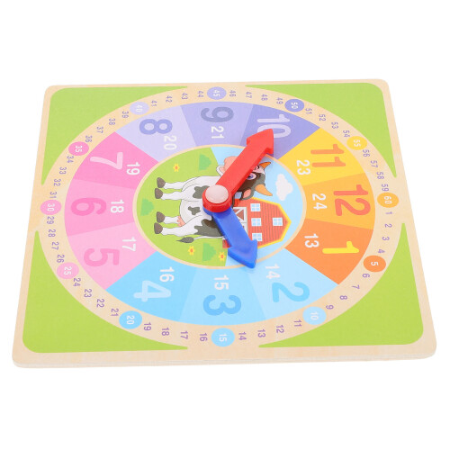 2Pcs Wooden Teaching Clock For Math And Time Learning 2