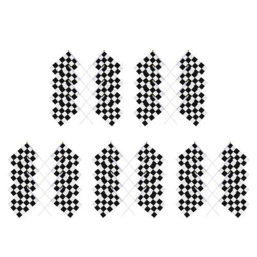 125 Pcs Checkered Racing Polyester Flags With Stick 14x21cm 1