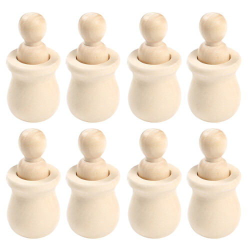 8Pcs Unfinished Wooden Peg Dolls For Diy Graffiti Craft Projects