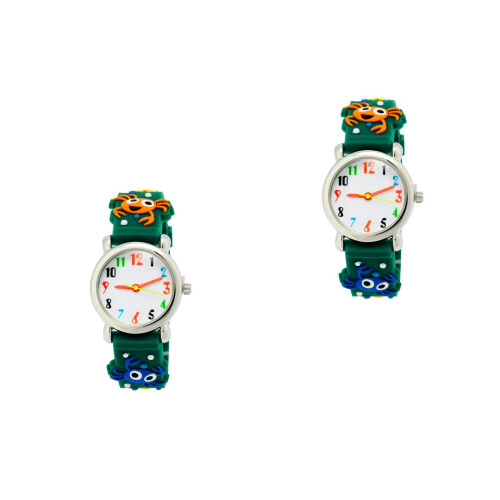 2Pcs Boys Cartoon Crab Pattern Digital Watch For Kids 2