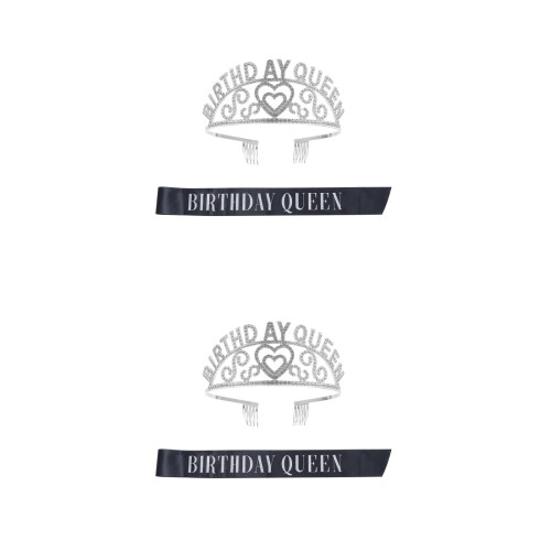 4Pz Per Argento Con Strass E Fascia Compleanno Festa 2