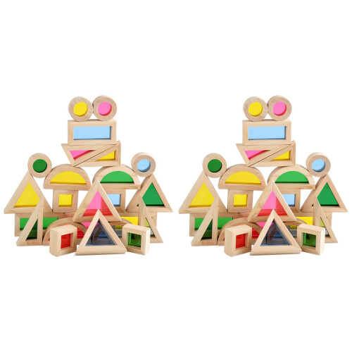 48 Pcs Kaleidoscopic Stackable Wooden Blocks Educational Toy For Kids 1