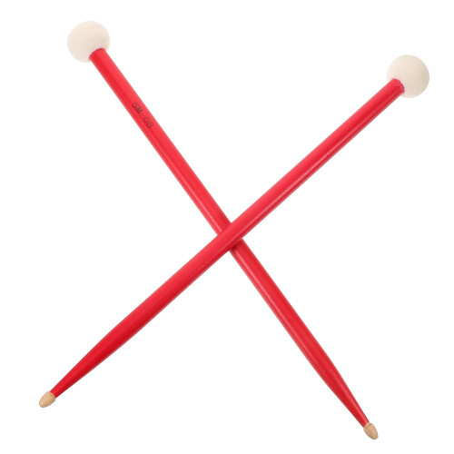1 paio bacchette timpani con testa in feltro rosso, doppia testa