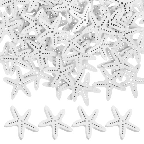 100Pz Ornamenti Stelle Marine Legno Bianco Per Decor E 2
