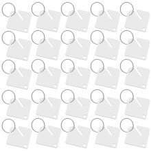 60Szt Białe Blank Key Chains Akrylowe Do Oznaczania Kluczy