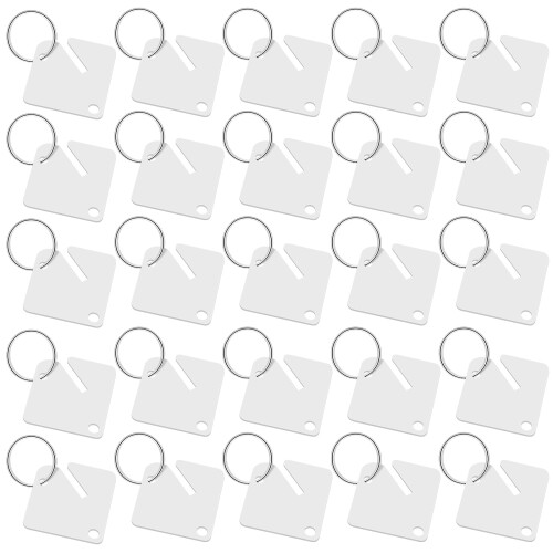 60Szt Białe Blank Key Chains Akrylowe Do Oznaczania Kluczy