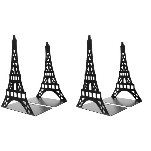 4Pz Fermalibri Nero in Metallo A Torre Per 1
