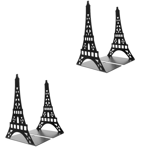 4Pz Fermalibri Nero in Metallo A Torre Per 2