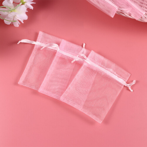 100Pz Borse Trasparenti in Organza Rosa Per Dolci E 2