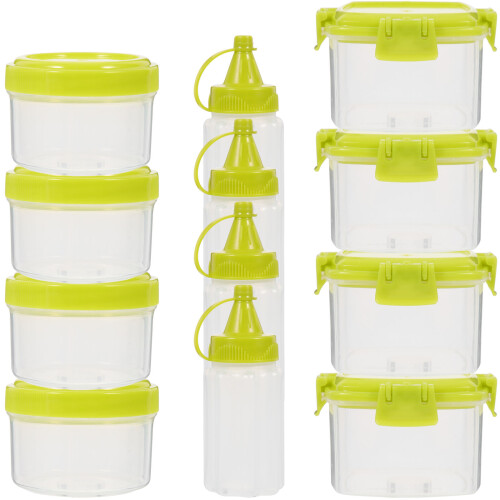 1Conjunto Hermético Quadrado Verde Para Molhos E Temperos