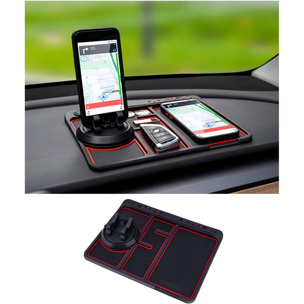 Rotatable Anti Skid Car Dashboard Pad, Multifunction Car Anti-Slip Mat, High-Quality Pvc Ensures Durability, Built-In Aromatherapy Box For Fresh Red 9405630202120