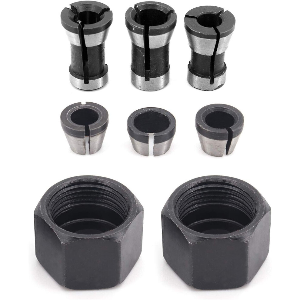 Precision Crafted Router Collets, Enhance Robustness Through Thickened Design, Fine Workmanship Ensures Stable Performance, 6-Piece Set Offers 9405630253931