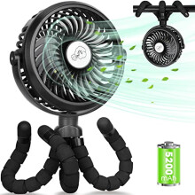 Cestovný ventilátor, nastaviteľný o 360, dizajn vhodný pre deti, flexibilný statív v tvare chobotnice, nízka hlučnosť, LED svetlo,
