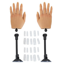 Silikon-Übungshand für Nagelstudios, flexible Finger mit internem Skelett für biegsame Posen, inklusive Saugnapfständer für stabile