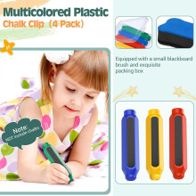 Magnetischer Kreidehalter für Frühlingskreide, inklusive transparenter Aufbewahrungsbox aus ABS mit farbigem Kunststoff-Kreideclip, Schulzubehör