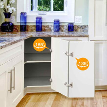 Concealed Hinge For Corner Kitchen Cabinet, 135 Degree Opening Optimized For Diy Replacement And Adjustable Installation