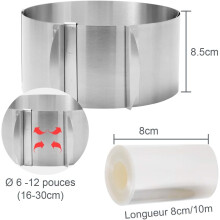Verstellbarer Tortenring zum Backen, Mousse-Tortenform mit glatter Oberfläche, einziehbare runde Tortenform, vielseitiges Backwerkzeug, leicht zu