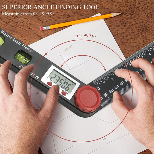 High Accuracy Digital Angle Finder with 360 Range, 4-In-1 Multifunction Protractor Featuring LCD Display and Dual Scale Ruler, LCD Digital 2