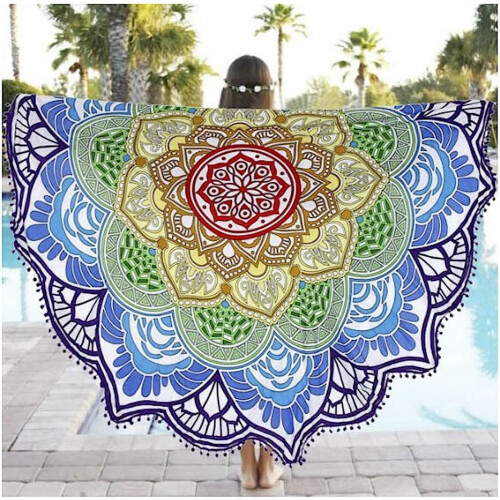 Κουβέρτα Hippie Indian Throw, Ταπισερί Παραλίας με Ζωντανά Χρώματα για Άμμο, Γρήγορο 1