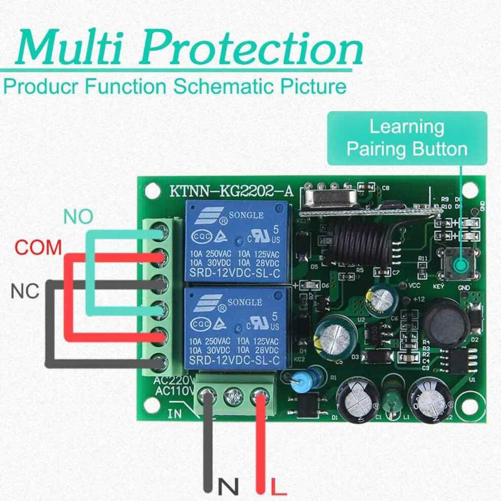 Learning Code Wireless Switch For Cars, 433Mhz Relay Rf Remote Control With High Reception Sensitivity, Simple Two-Way Relay Learning For Easy 9169997088635