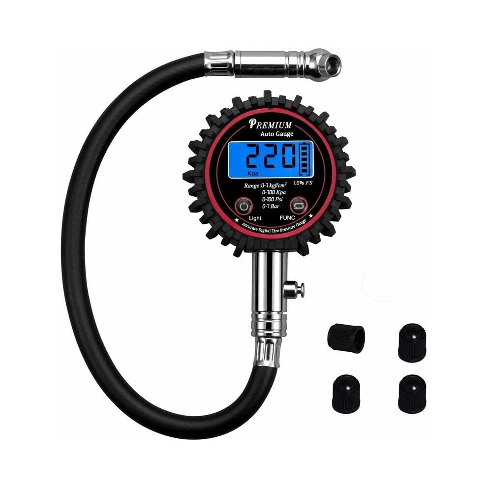 Interchangeable Air Chuck Digital Tire Pressure Gauge, High Accuracy 360 Swivel Hose With Led Backlight, Easy To Use No Air Leaks Pressure 9004841791845