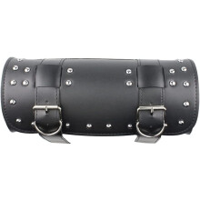 Bolsa de guidão para motocicletas, com compartimento para encosto, em couro PU, alças de montagem ajustáveis com liberação rápida, estojo para