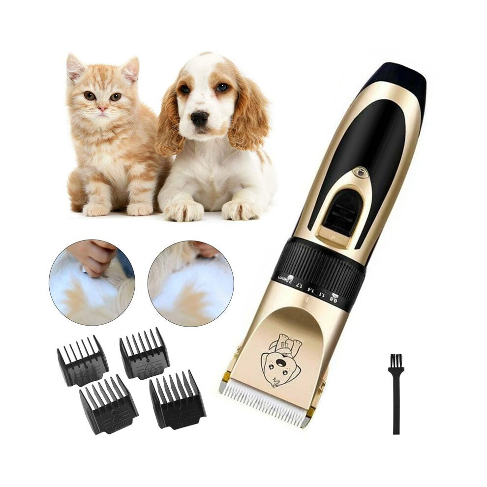 Pet Hair Trimmer, Dog Shaver Clippers For Quiet Grooming, Rechargeable Cordless With Waterproof Blade, Titanium Ceramic Blades, Quiet Motor, Gold