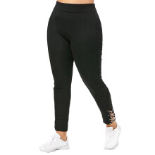 Damleggings Hög midja Stretchig Magkontroll Slim Fit Yogabyxor med Snörning, Transparenta Mesh Paneler Träningsbyxor För Gym Casual Kontor