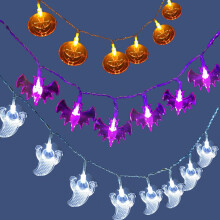 Świecące, świąteczne lampki na Halloween, zasilane bateriami, z 8 trybami działania, wodoodporne, łatwe w użyciu, idealne na dekorację na