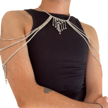 Glitter kwastjes schouderketting voor feest met strass-Goud