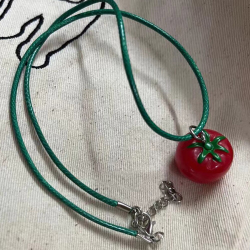 Colliers avec pendentif en forme de tomate, petit ras du-tomate