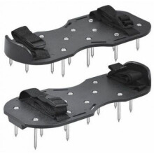 Soil Aerator Shoes, Flexible Black Plastic Sole Heavy Duty Metal Spikes, Fully Assembled Lawn Aerator Tool for Yard Garden Revives Lawn Health