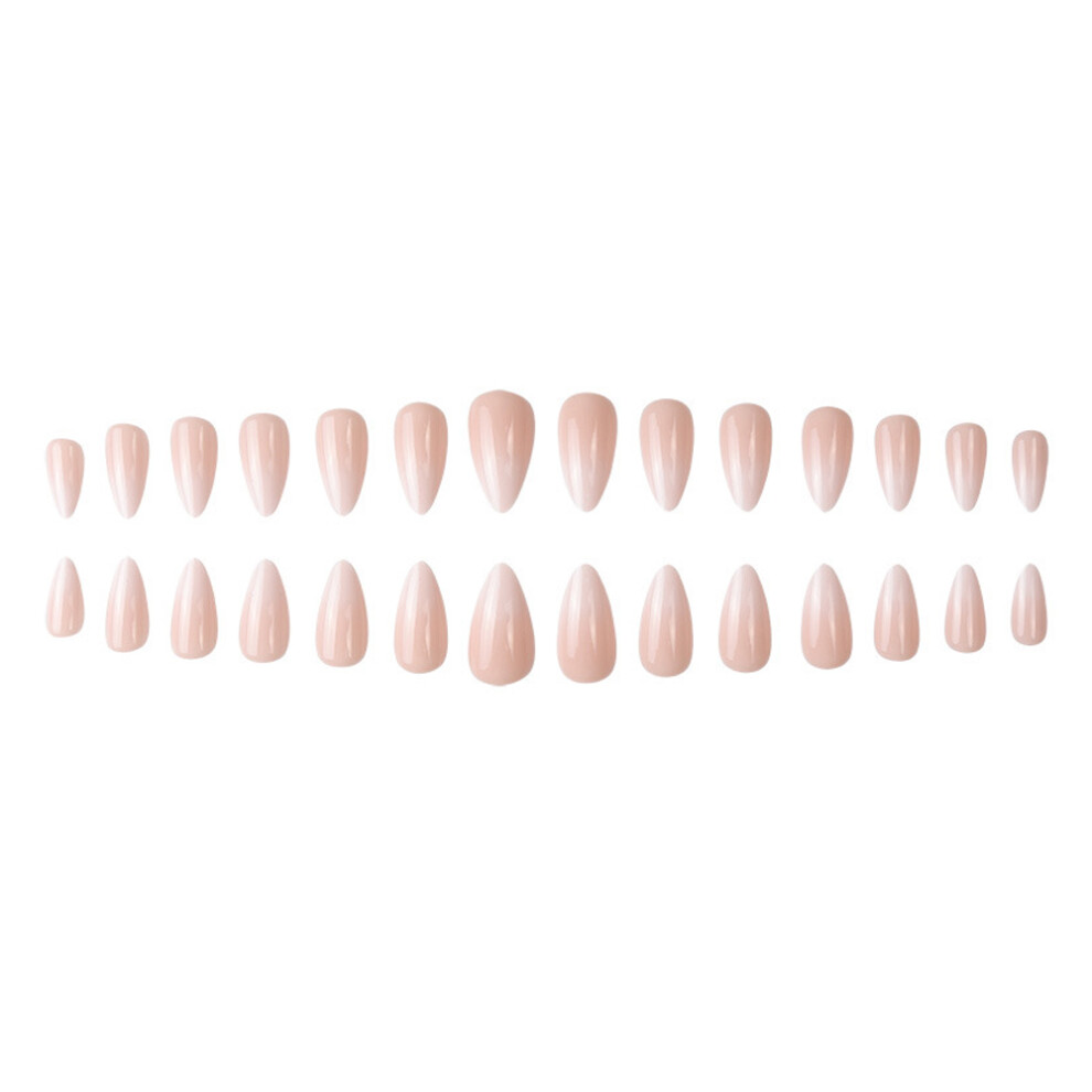 Reusable UV Finish Press On Nails, Nude White Gradient Offering A Natural Look, Easy To Use And Suitable For Various Occasions Including Banquets
