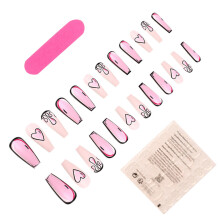 Kvalitetsakrylmaterial möter utsökt design i våra rosa fyrkantiga långa lösnaglar, glansiga limnaglar med heltäckande gelfinish.