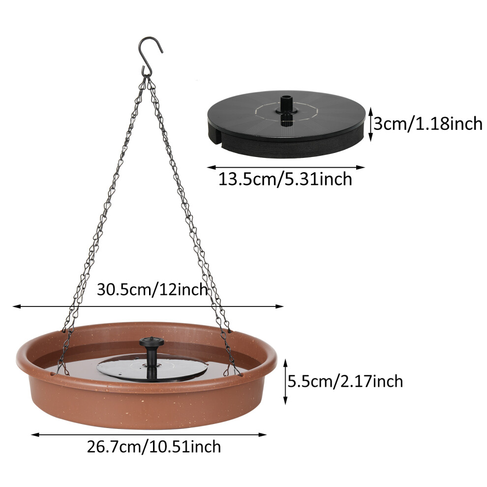 Garden Bird Feeder & Solar Fountain Set, 12" Tray, 5V Pump 3711369460899